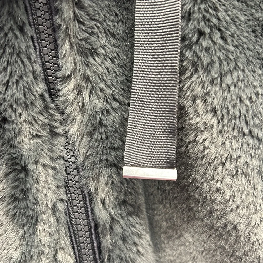 Bellivera Dark Gray Faux Fur Shearling Bomber‎ Hooded Jacket Sz M